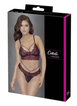 Ensemble soutien-gorge et string en dentelle et résille - R2213788